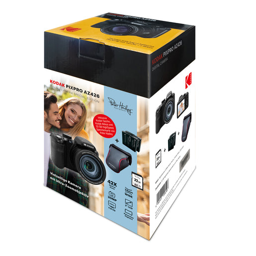 Kodak AZ426 Kit Special Edition schwarz, Kamera+Tasche+2. Akku+PH 32GB SD Karte