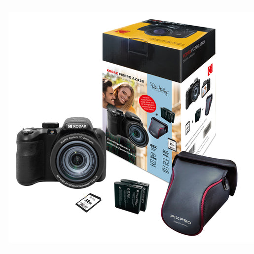 Kodak AZ426 Kit Special Edition schwarz, Kamera+Tasche+2. Akku+PH 32GB SD Karte