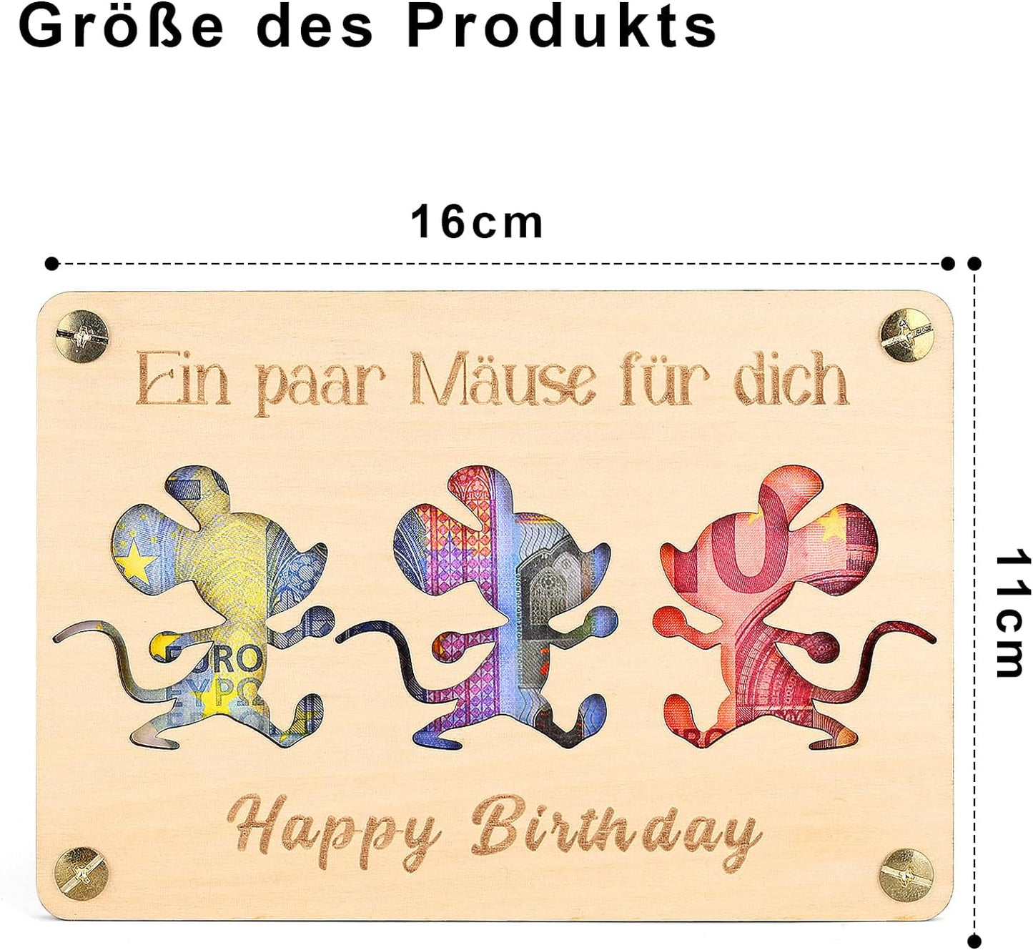 XL Geldgeschenk aus Holz (Mäuse)