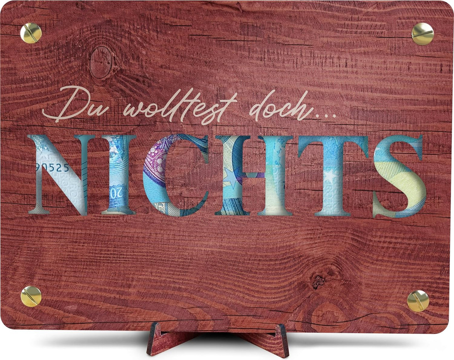 XL Geldgeschenk aus Holz inkl. Ständer