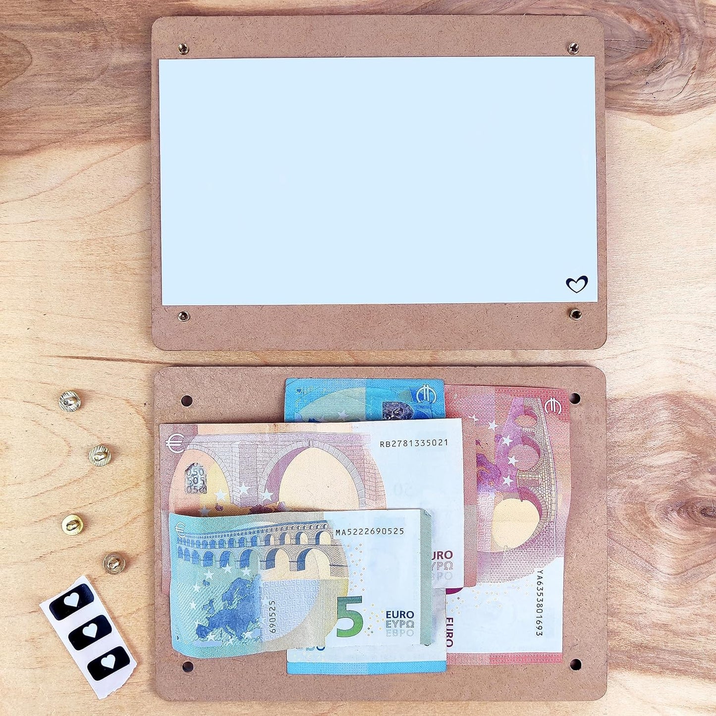 XL Geldgeschenk aus Holz inkl. Ständer