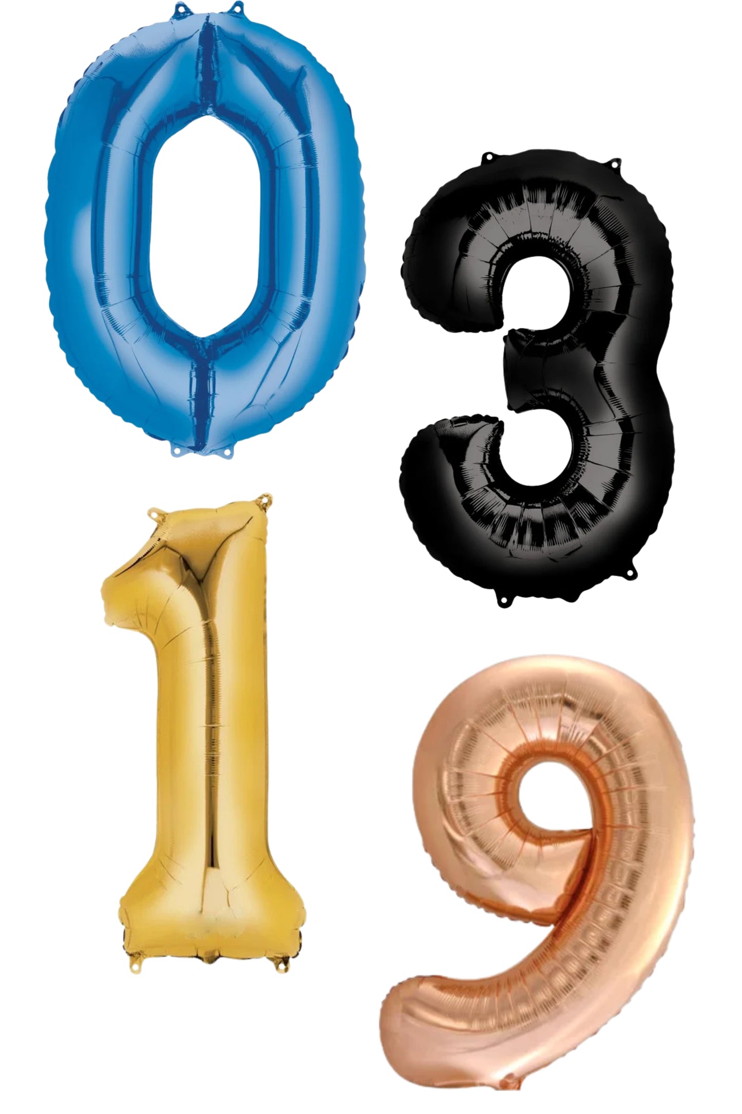 Luftballon -Zahl 0 bis 9 - versch. Farben Folie 86cm inkl. Heliumfüllung