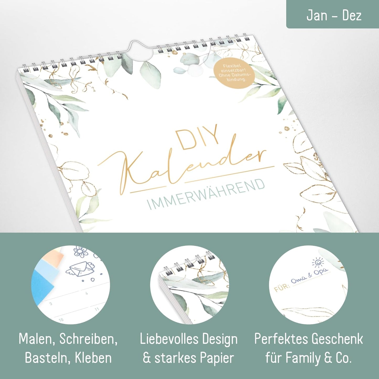 Bastelkalender A4+ ohne Jahr, immerwährend [Blattgold]